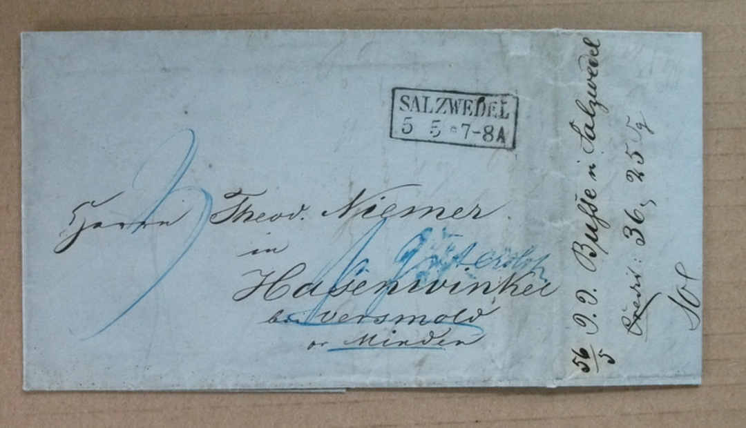 PRUSSIA 1856 Commercial Invoice and Letter fro, Salzwedal to Hasenwinkel. From the collection of H Pies-Lintz. - 37950 - PostalH image 0