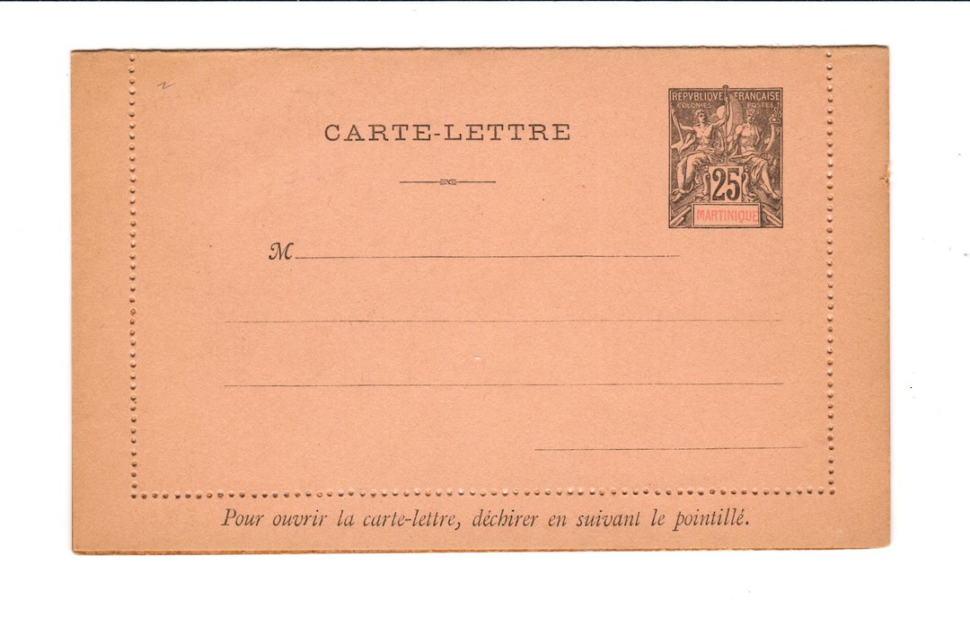 MARTINIQUE 1895 Carte-Lettre 25c Black. Unused. - 37769 - PostalHist image 0