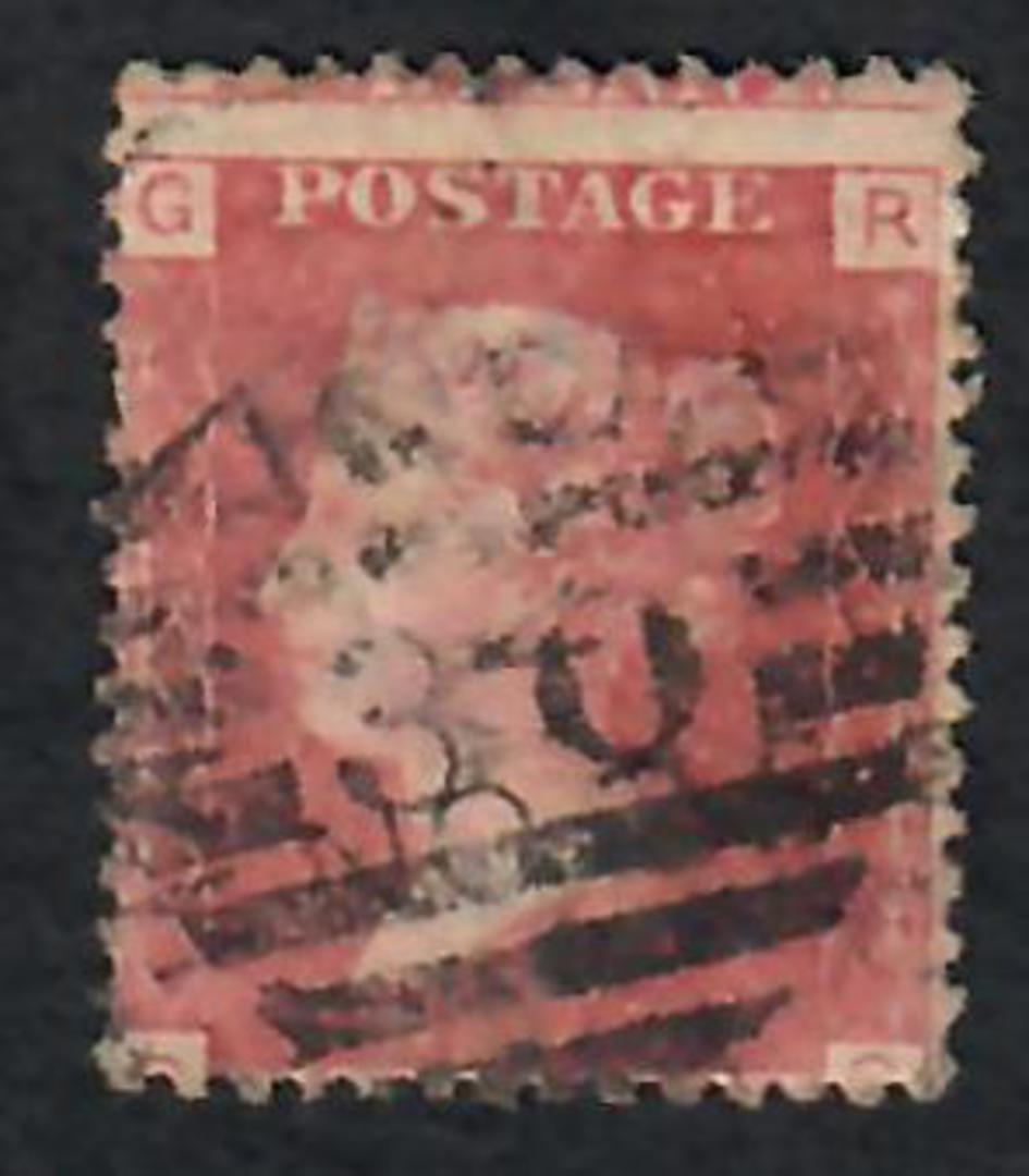 GREAT BRITAIN 1858 1d Red. Plate 116. Letters GRRG. Off centre. - 70116 - Used image 0