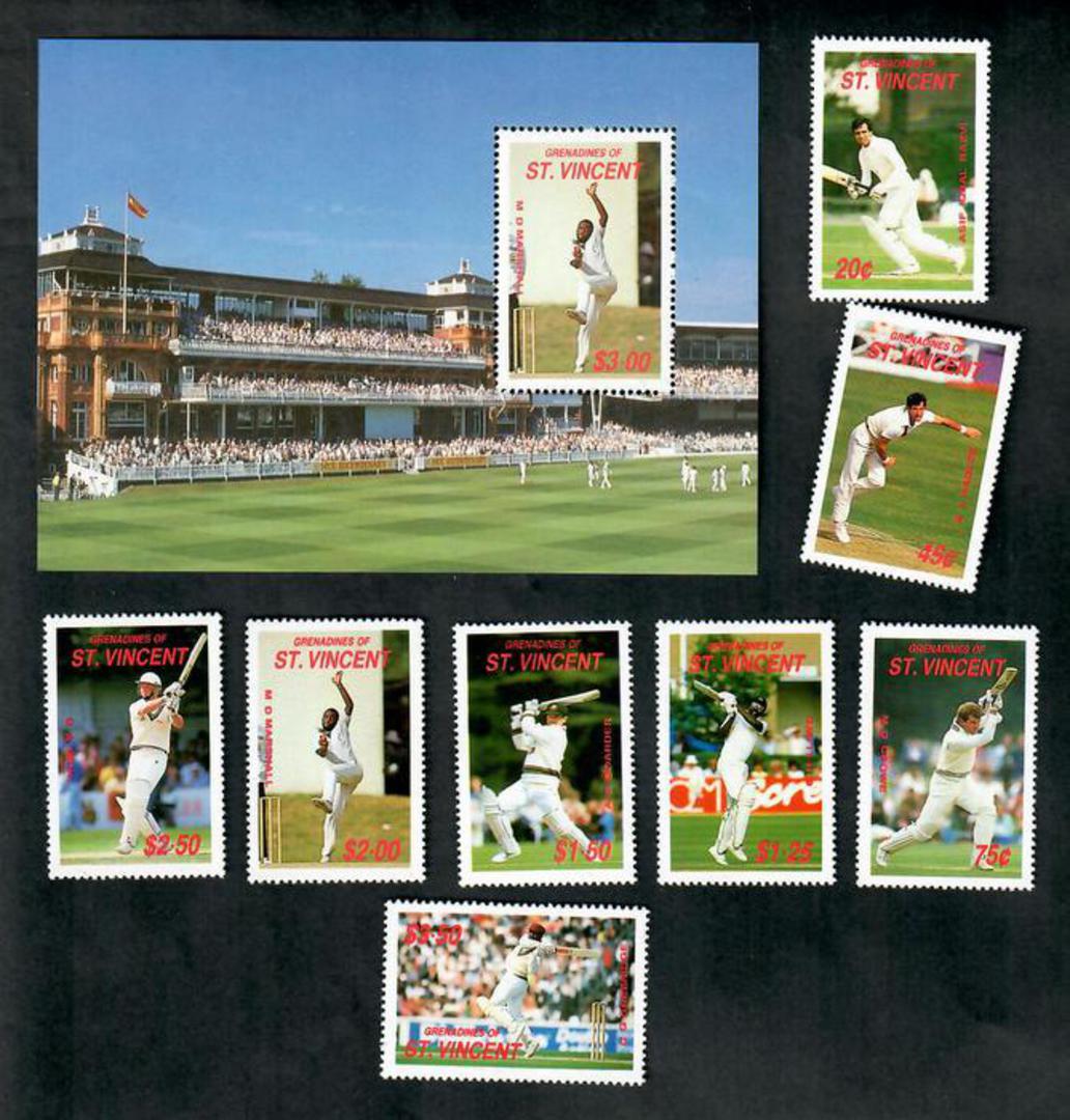 ST VINCENT Grenadines 1987 Cricketers. Set of 8 and miniature sheet. - 21577 - UHM image 0