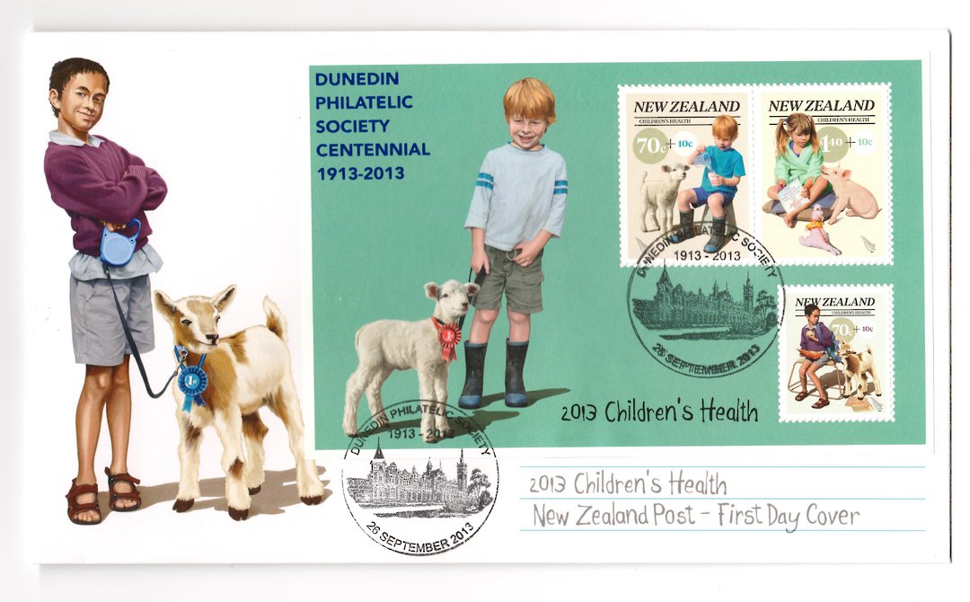 NEW ZEALAND 2013 Dunedin Philstelic Society Centennial. Miniature sheet on first day cover. - 30971 - FDC image 0