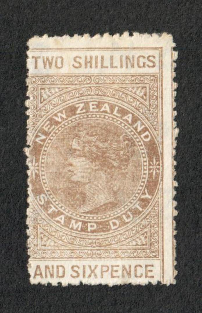 NEW ZEALAND 1882 Victoria 1st Long Type Fiscal 2/6d Brown. - 3740 - MNG image 0