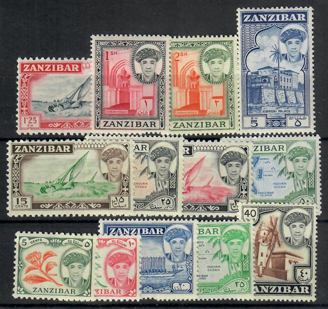 ZANZIBAR 1961 Sultan Seyyid Sir Abdulla bin Khalifa Definitives. Short set of 13 to the 5/-. - 23107 - Mint image 0