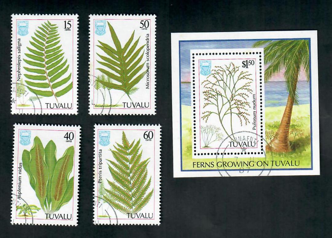 TUVALU 1987 Ferns. Set of 4 and miniature sheet. - 20589 - VFU image 0