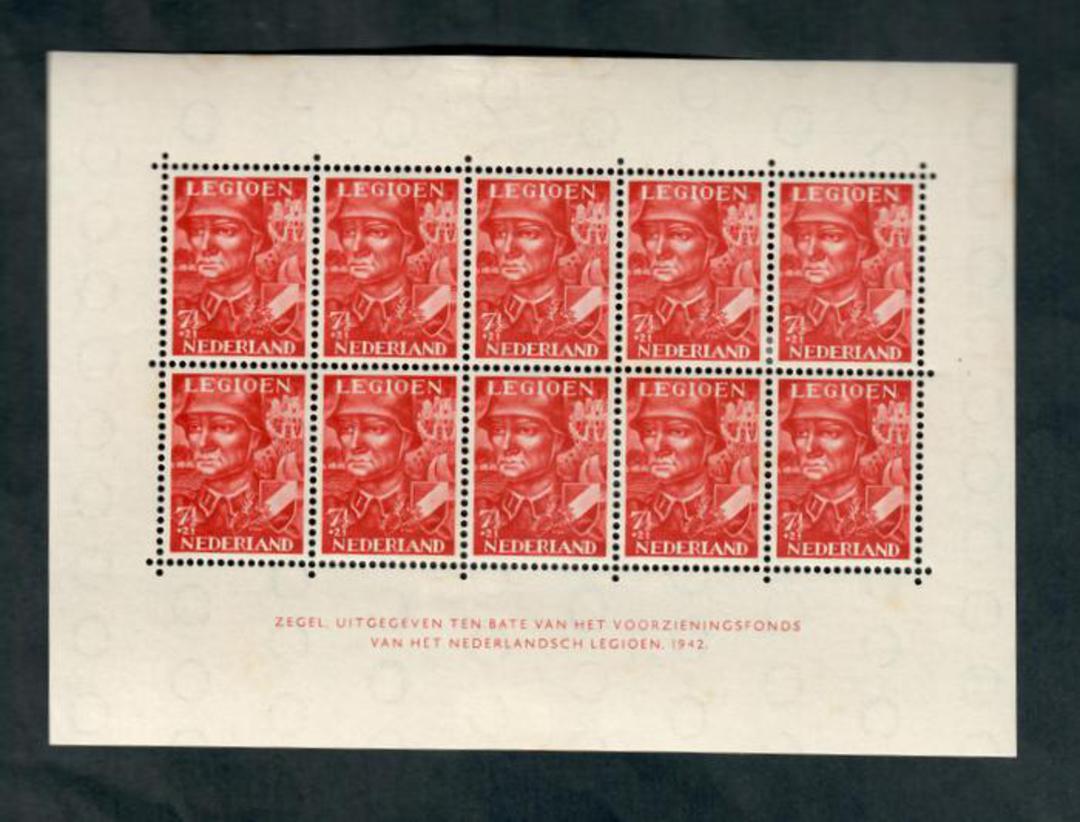 NETHERLANDS 1942 Legion Fund 7½c+2½c Brown-Red in miniature sheet. Hinge remains. Clean. No toning. - 50308 - Mint image 0