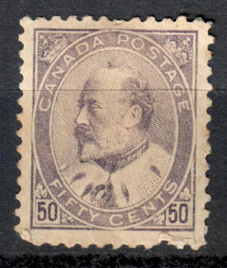 CANADA 1903 Edward 7th Definitive 50c Deep Violet. Nice copy from the front but Hinge remains. Good original colour. - 5429 - Mi image 0