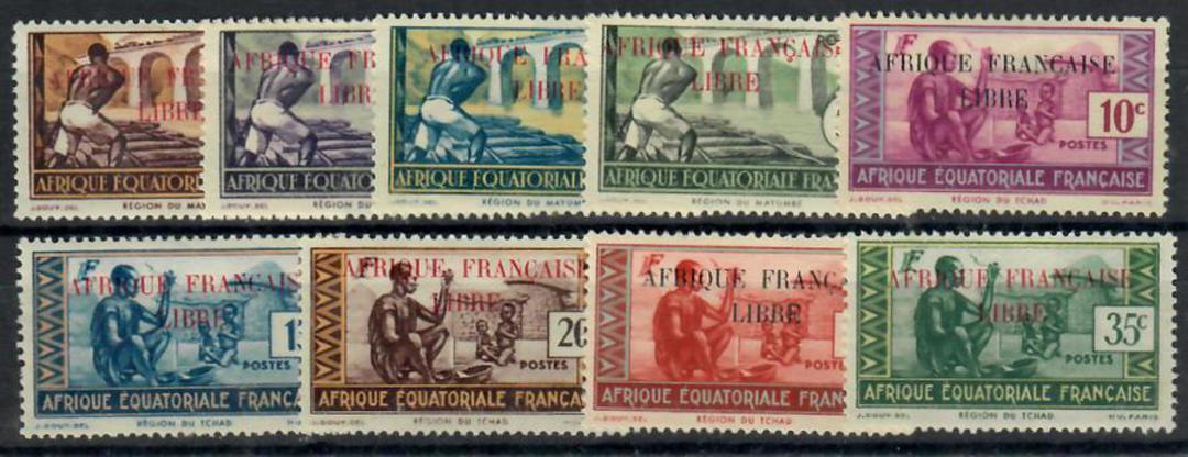 FRENCH EQUATORIAL AFRICA 1940 Adherance to General de Gaulle. First series. Set of 9. - 24512 - Mint image 0