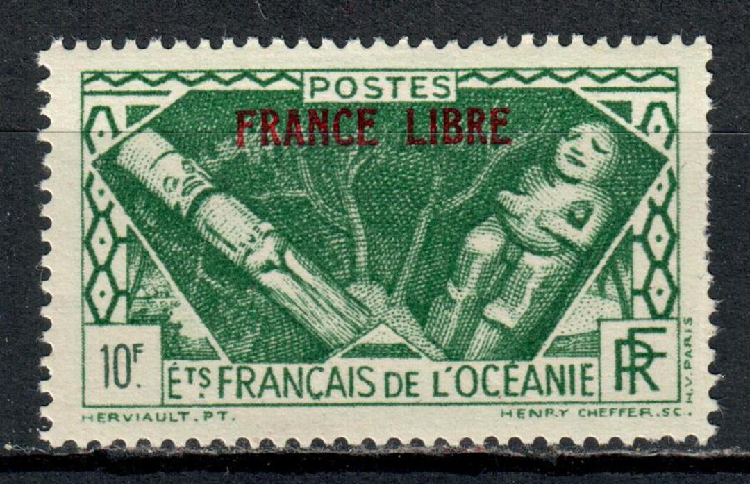 FRENCH OCEANIC SETTLEMENTS 1941 Definitive 10f Blue-Green surcharged " Frace Libre". - 72334 - LHM image 0