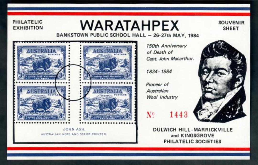 AUSTRALIA 1984 Waratahpex '84 International Stamp Exhibition. Miniature sheet. - 50316 - UHM image 0