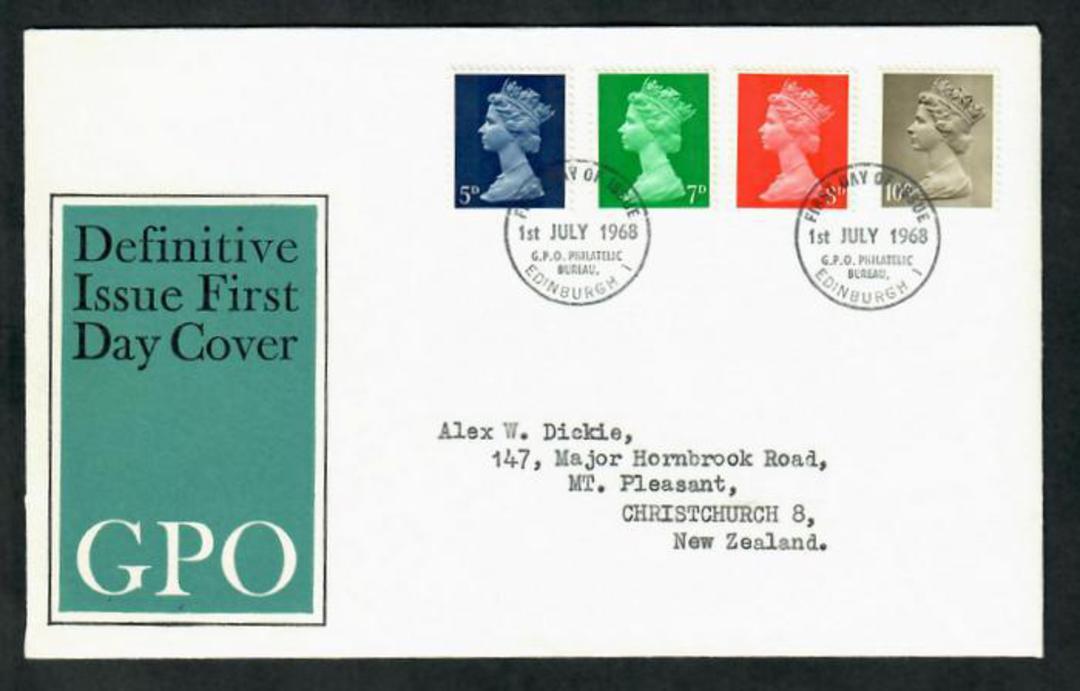 GREAT BRITAIN 1968 Machins. Set of 4 on first day cover 1/7/68. - 31701 - FDC image 0