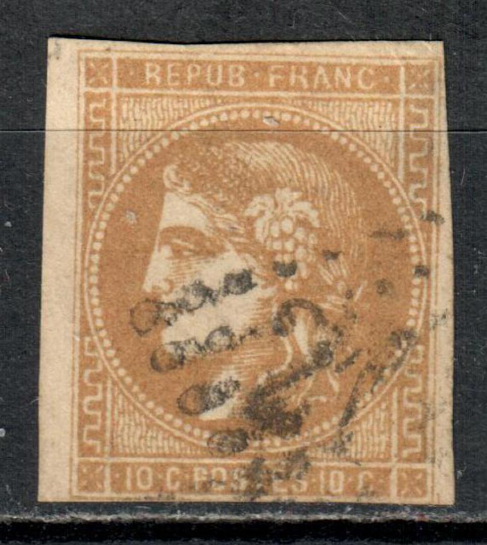 FRANCE 1870 Definitive 10c Yellowish Bistre. Litho at Bordeaux, which was the seat of French Government during the Seige of Pari image 0