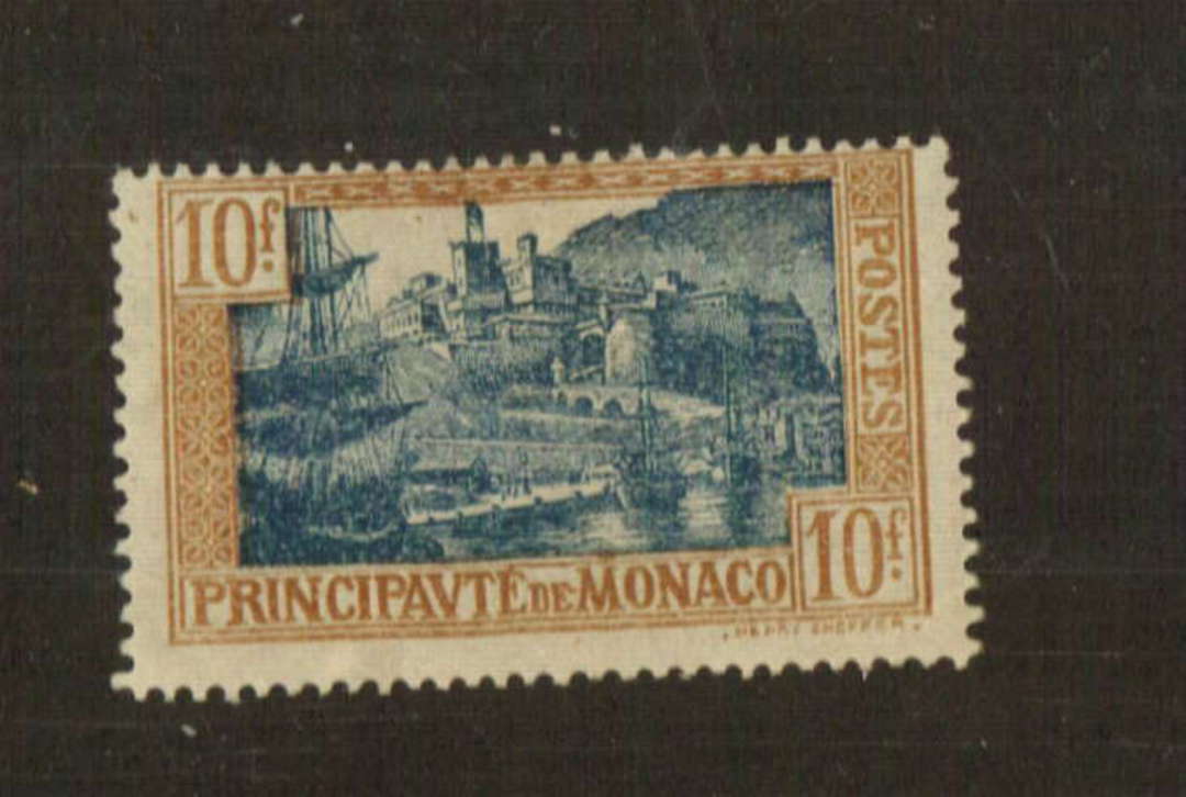 MONACO 1924 Definitive 10f Blue and Brown. The top value in the set. - 78917 image 0