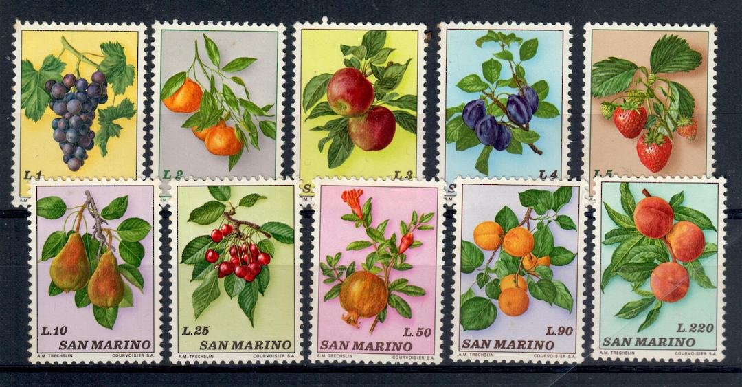 SAN MARINO 1973 Fruit. Set of 10. - 21196 - UHM image 0