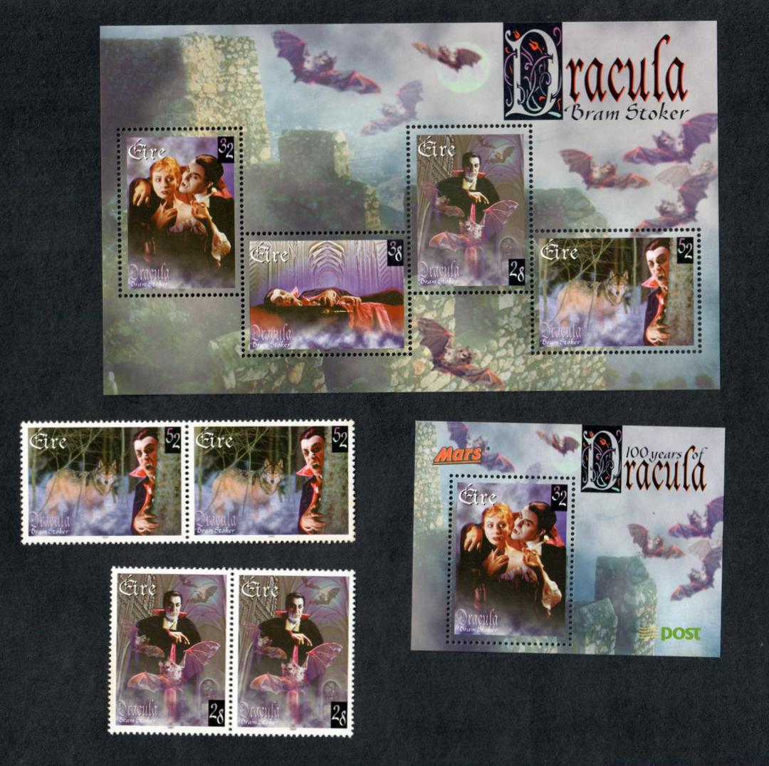 IRELAND 1997 Centenary of the Publication of Bram Stoker's Dracula. Set of 4 and miniature sheet plus the Mars Bar miniature she image 0