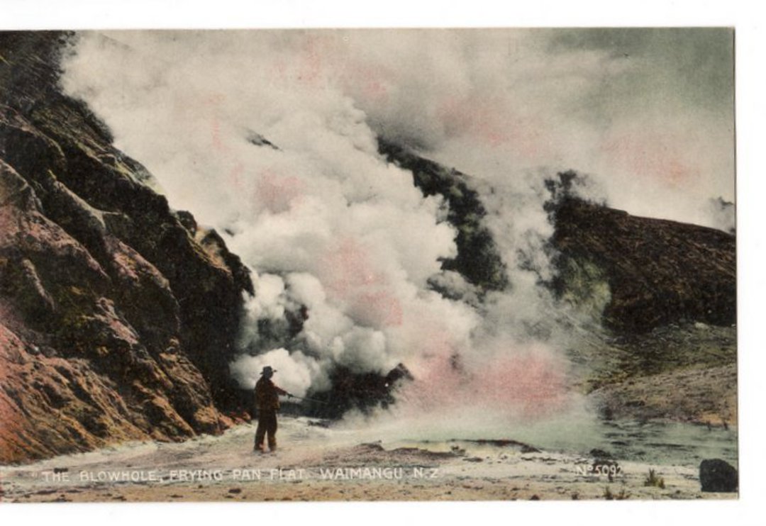 Coloured postcard of The Blowhole Frying Pan Flat Waimangu. - 46069 - Postcard image 0
