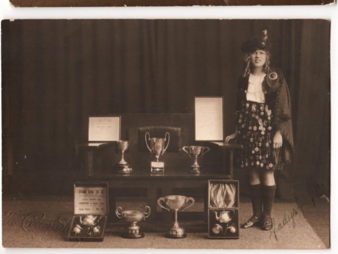 Real Photograph of Gladys Smythe with Marching Trophies. - 247341 - Postcard image 0