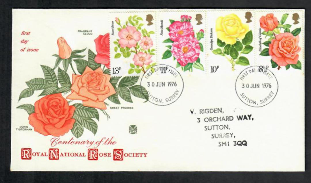 GREAT BRITAIN 1976 Flowers. Set of 4 on first day cover. - 130991 - FDC image 0