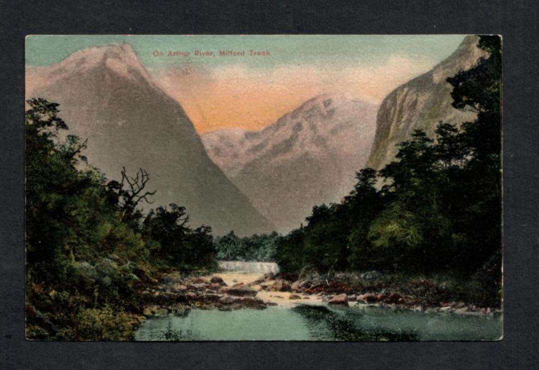 Coloured postcard of Arthur River Milford Sound. - 49873 - Postcard image 0