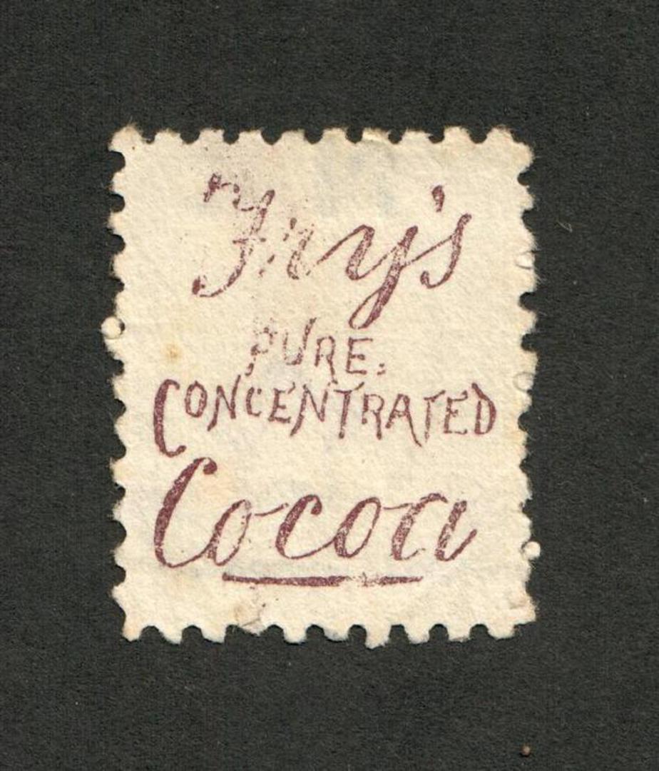 NEW ZEALAND 1882 Victoria 1st Second Sideface 6d Brown. Perf 10. 2nd setting in Brown. Frys Cocoa. - 4003 - FU image 0