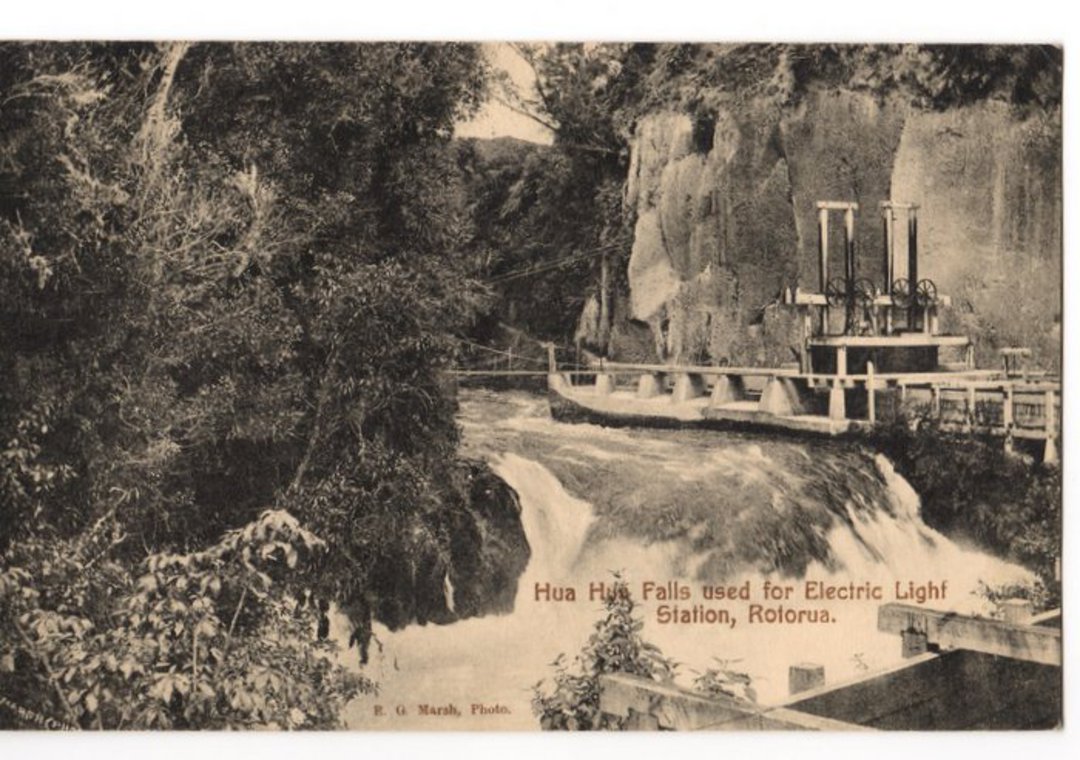 Postcard of Hua Hua Falls used for Electric Light Station Rotorua. - 246133 - Postcard image 0