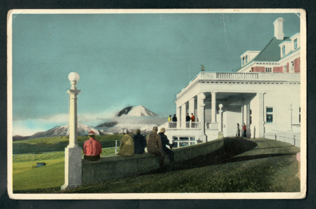 Coloured postcard by Reed of Mt Ngauruhoe and Chateau Tongariro. - 46849 - Postcard image 0
