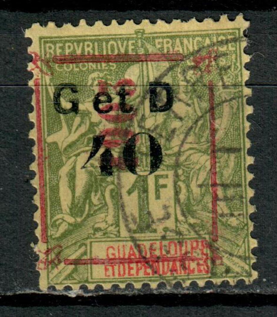 GUADELOUPE 1904 Definitive Surcharge 40c on 1fr Olive-Green on (paper coloured) toned further overprinted 1903 in red. The overp image 0
