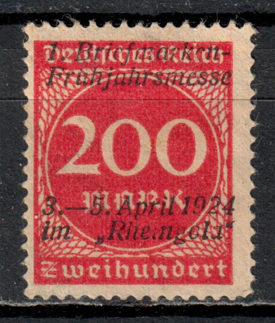 GERMANY 1924 Issue of 1923 200m Carmine overprinted "1 Briefmarken-Fruhjahrsmesse 3-5 April 1924 im Rhe ngoli". - 72174 - Mint image 0