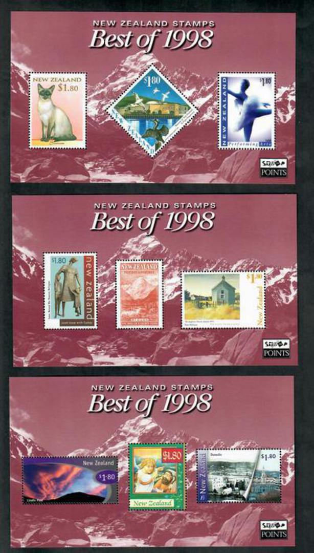 NEW ZEALAND 1998 Best of 1998. Three miniature sheets. - 50866 - UHM image 0