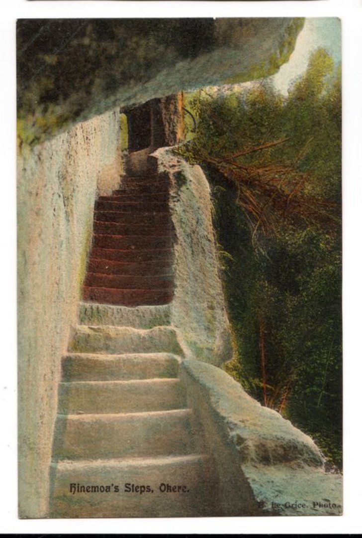 Coloured postcard of Hinemoa's Steps Okere. - 245975 - Postcard image 0