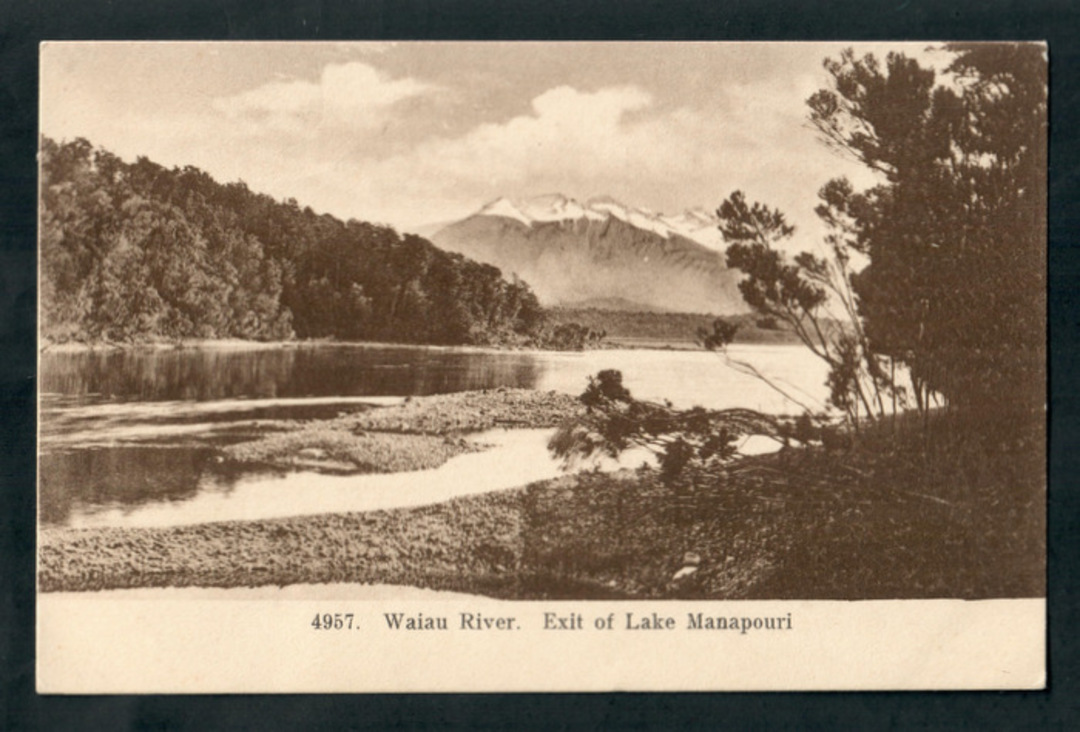 Early Undivided Postcard by Muir & Moodie of Waiau River. Exit of Lake manapouri. - 249340 - Postcard image 0
