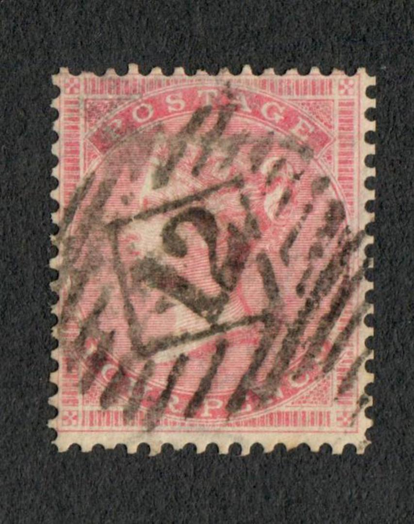GREAT BRITAIN 1857 4d rose-carmine.Used Good perfs.  Postmark 12 in diamond. Heavy. Reasonably centred. - 70404 - Used image 0