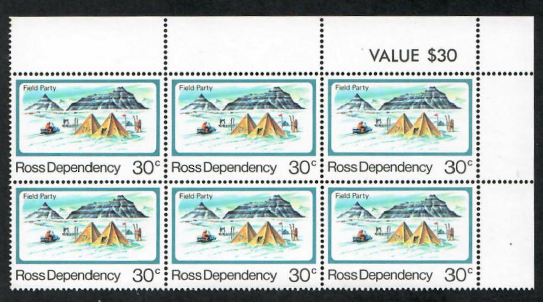 ROSS DEPENDENCY 1982 Definitives. Set of 6 in Value Blocks. - 21831 - UHM image 0