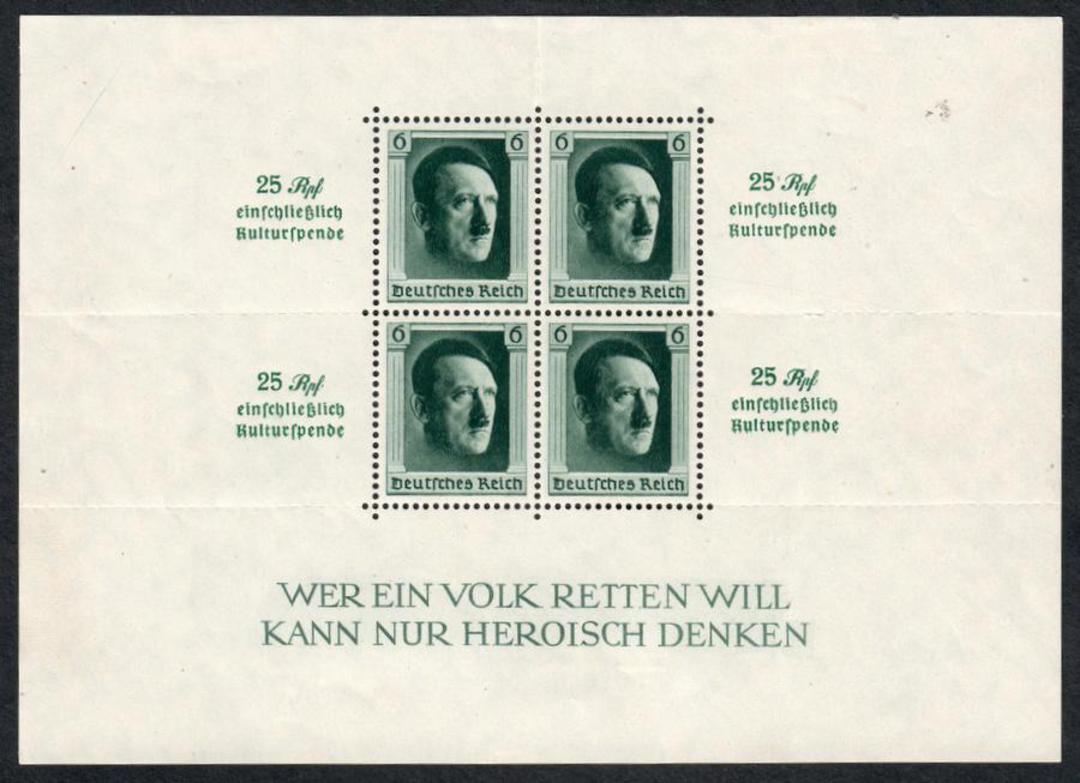 GERMANY 1937 Hitler's Culure Fund and 48th Birthday. Miniature sheet. 25 Rpf einschlieszlich Kulturspende. - 51445 - UHM image 0