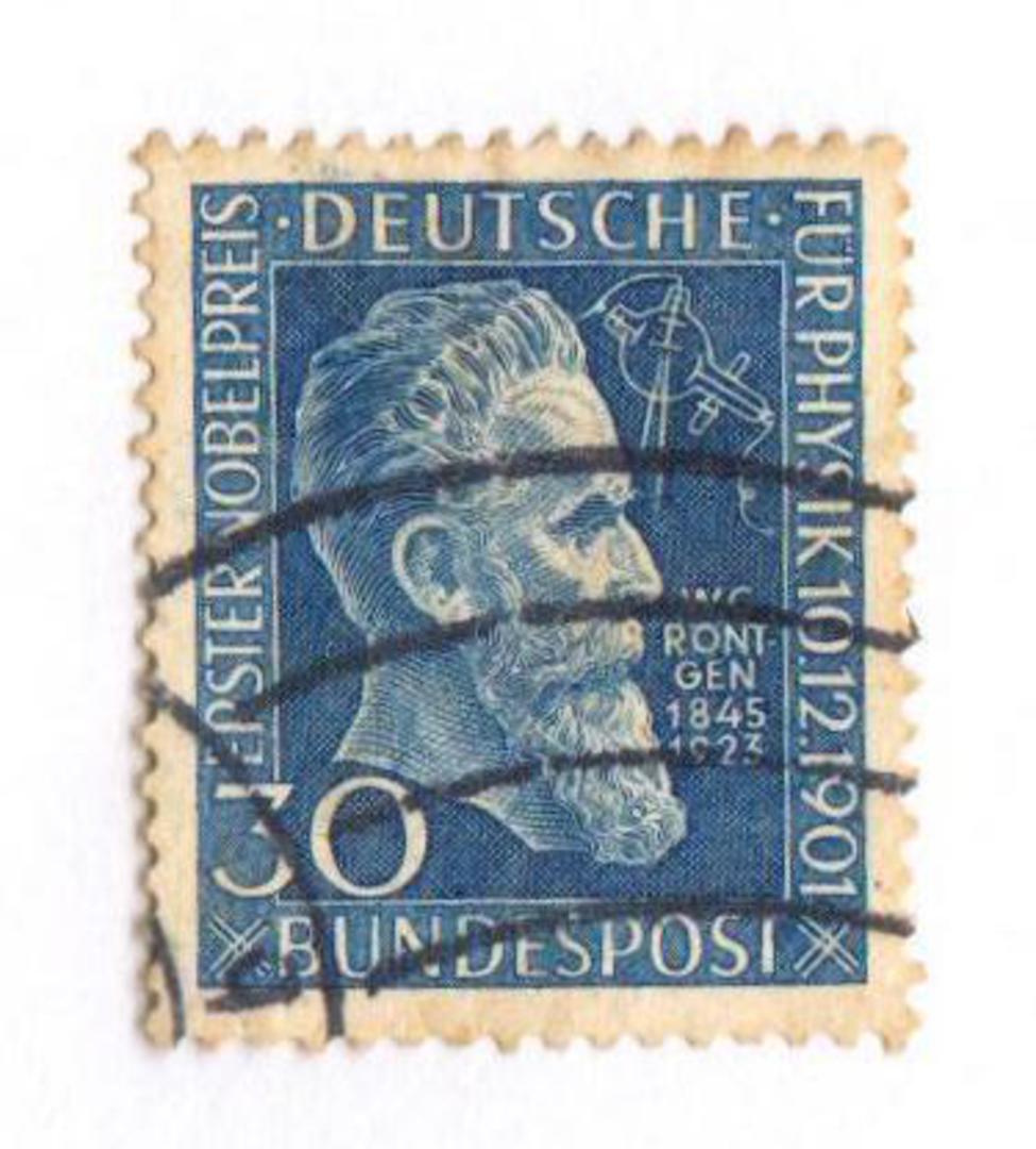WEST GERMANY 1951 Humanitarian Relief Fund 30pf + 10pf Blue. Commercially used. - 75509 - Used image 0
