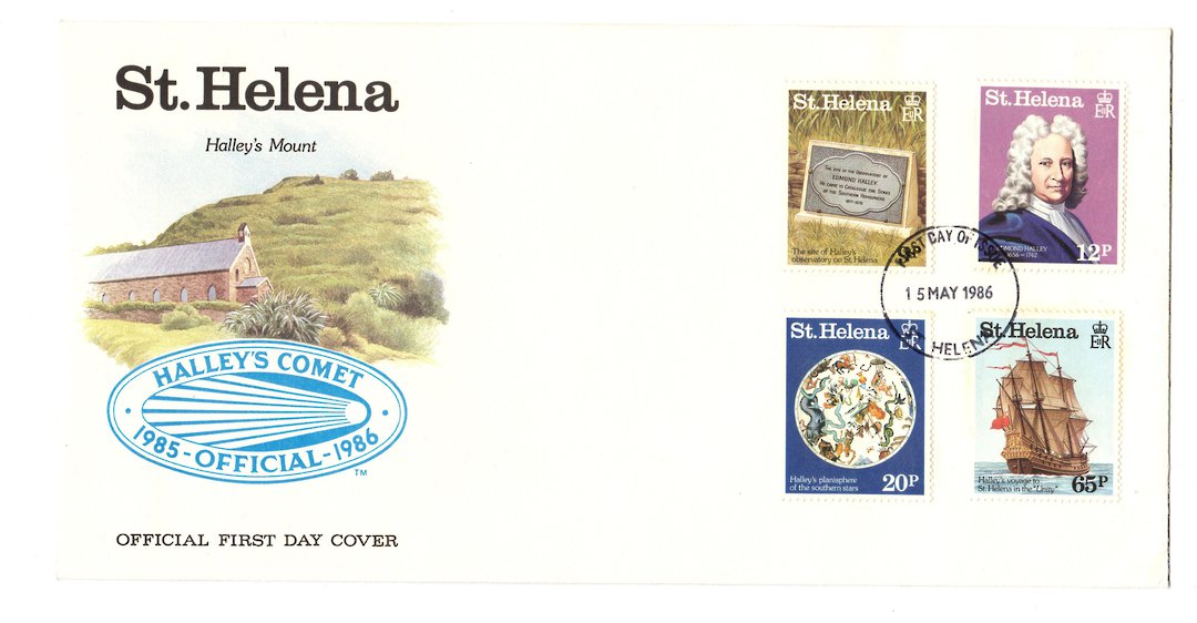 ST HELENA 1986 Appearance of Halley's Comet. Set of 4 on first day cover. - 30967 - FDC image 0
