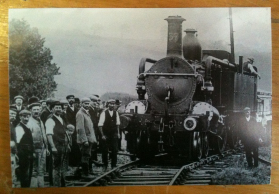Postcard from Railway around Exmoor series. Reproduction of old Real Photo. West Somerset Mineral takes delivery of ex-Metropoli image 0