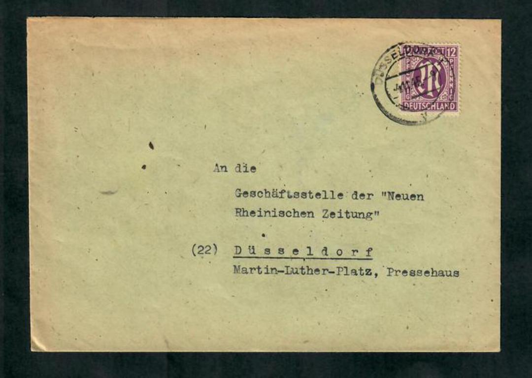 GERMANY Allied Occupation 1945 Nice cover from British and American Zone to Dusseldorf. The postal zone marking (22) is typed on image 0