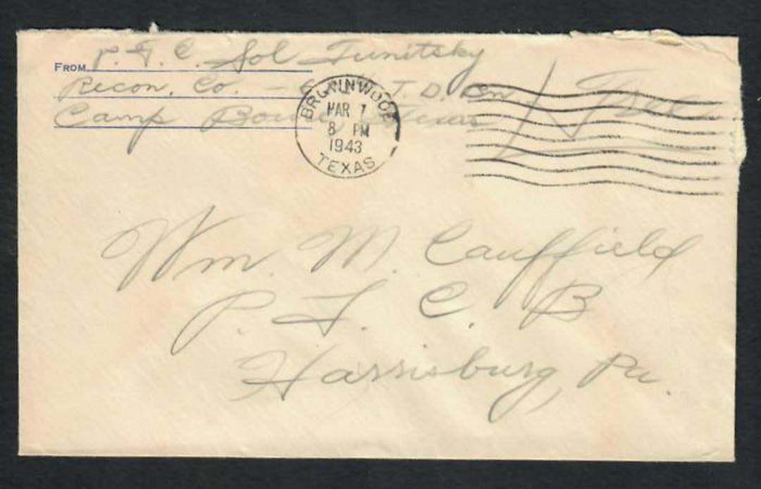 USA 1943 Letter from Serviceman. Freepost. image 0
