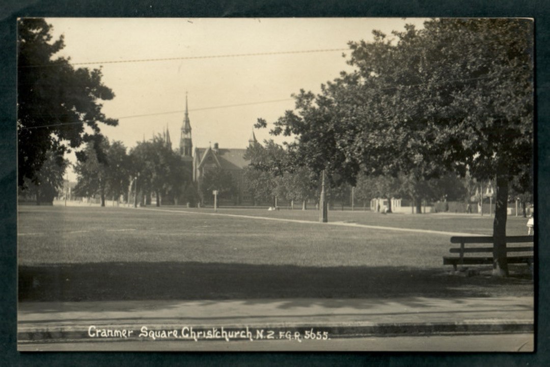Real Photograph by Radcliffe of Cranmer Square Christchurch. - 48440 - Postcard image 0