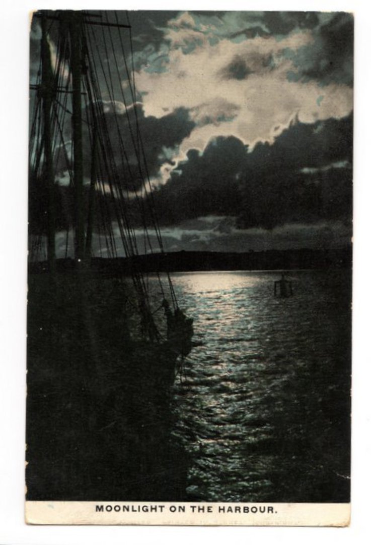 Coloured postcard of the Moonlight on the harbour. - 47811 - Postcard image 0