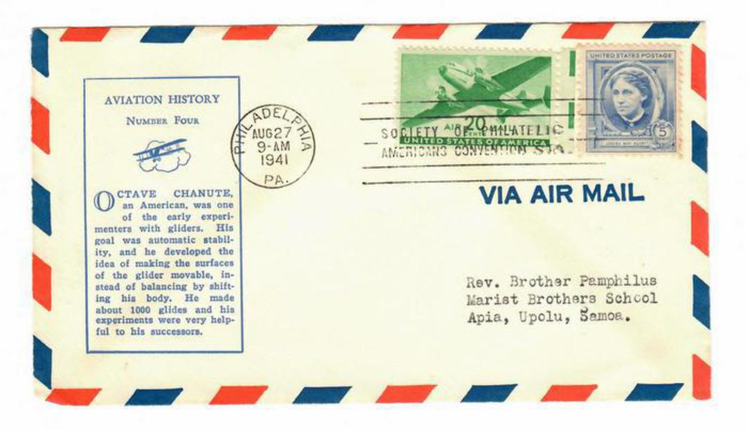 USA 1941 Aviation History No 4. Cover posted from Philadelphia to Western Samoa. image 0