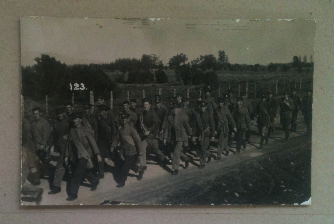 Real Photograph of of World War 1 Soldiers at Featherston. - 40115 - Postcard image 0