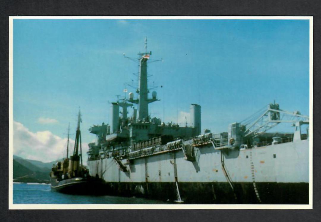 War in the South Atlantic. Coloured postcard. HMS Fearless takes on supplies at Ascension Island. - 44127 - Postcard image 0