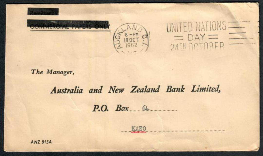 NEW ZEALAND Letter to ANZ Bank Kaeo. Passed through the Post with no stamp. - 37268 - PostalHist image 0