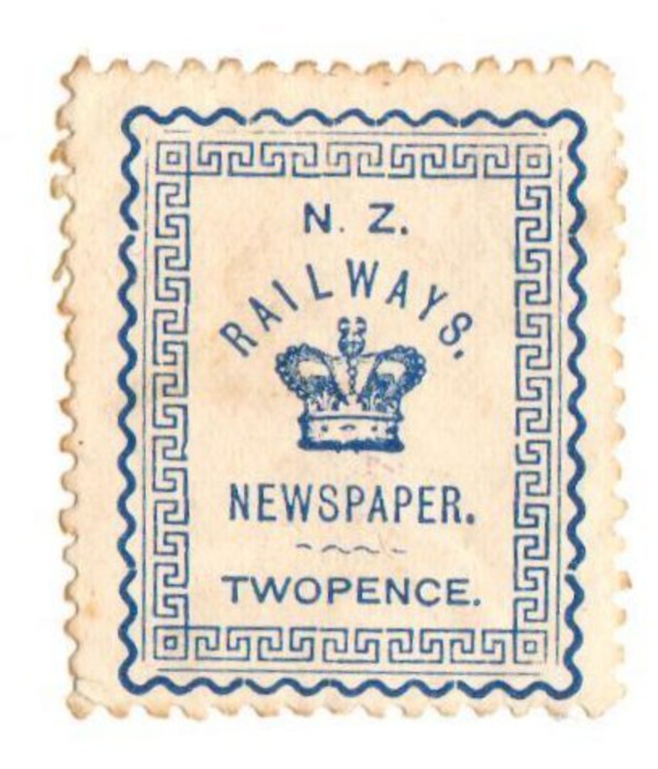 NEW ZEALAND 1890 Railways Newspapers 2d Blue. Perfect from the front. Has adhesion on the rear but still a good portion of the o image 0