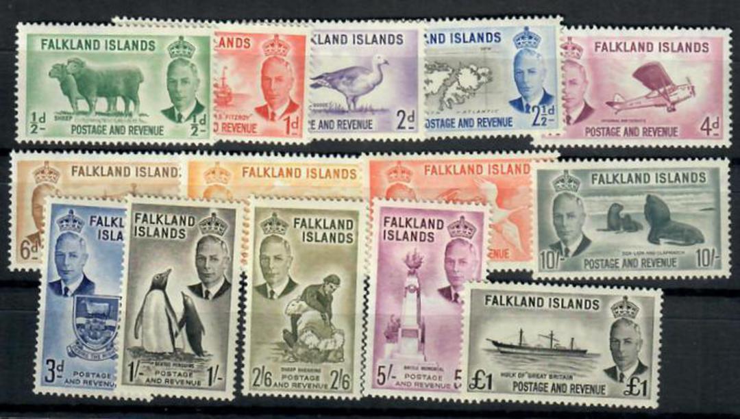 FALKLAND ISLANDS 1952 Geo 6th Definitives. Set of 14. - 21597 - UHM image 0