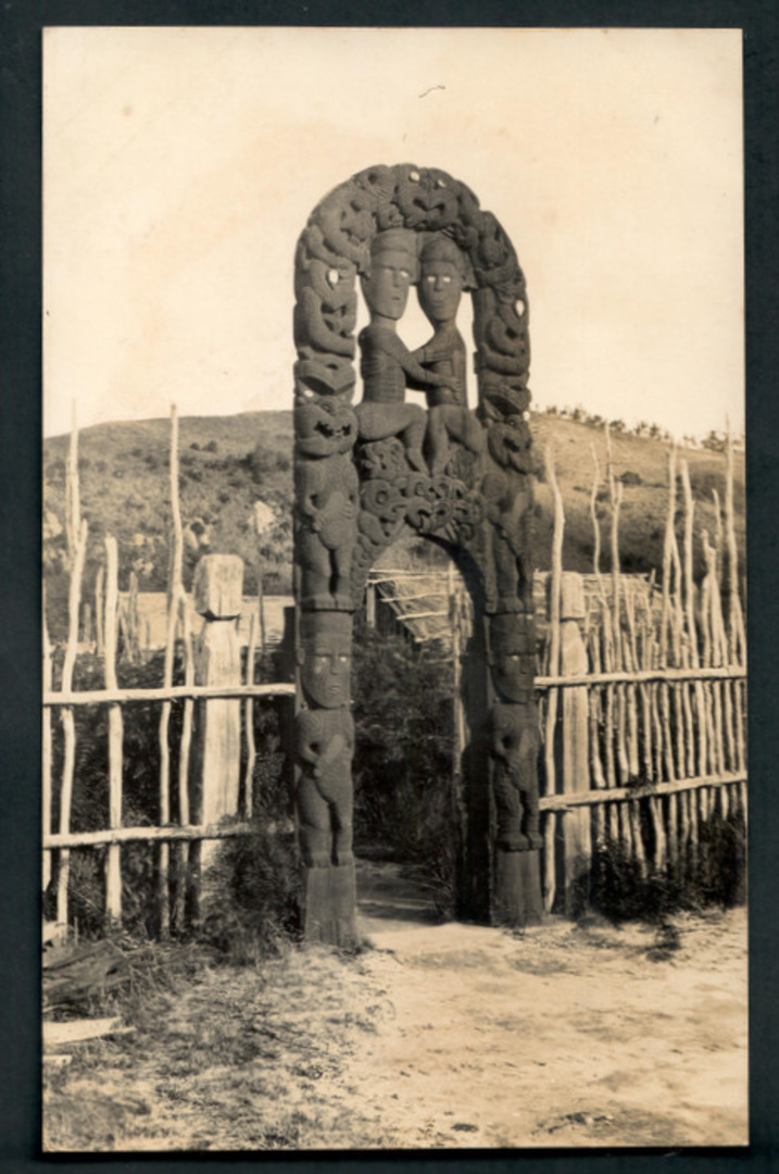 Real Photograph of Gate to Maori Pa Whakarewarewa. - 246177 - Postcard image 0