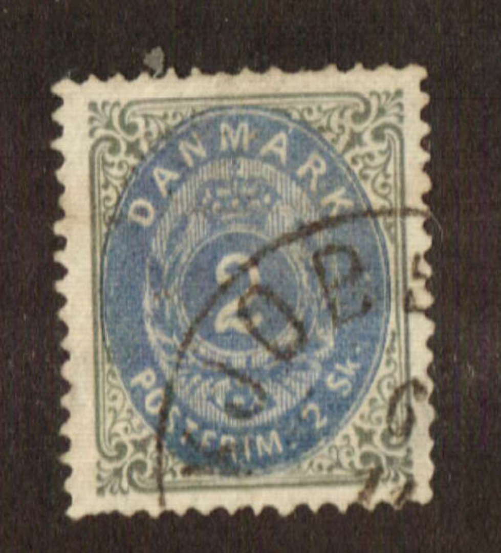 DENMARK 1870 2sk Dull Ultramarine and Grey. Small thin. - 71411 - Used image 0