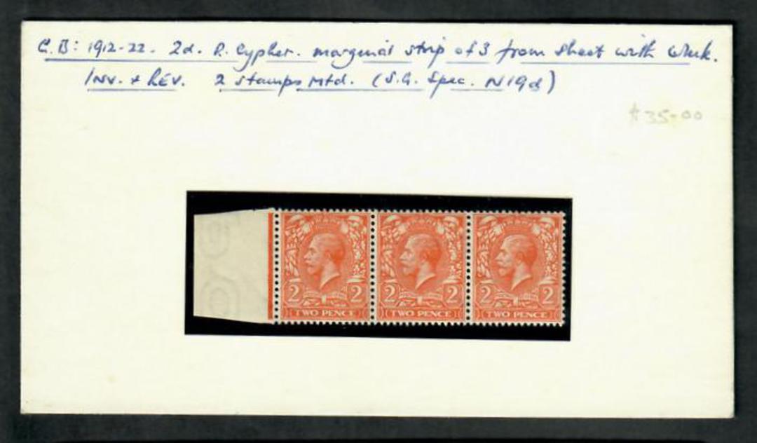 GREAT BRITAIN 1841 1d Red. Vertical strip of three on piece. Plate 114. Cancel 510 in bars. Letters HLLH HMMH HNNH. Some stainin image 0