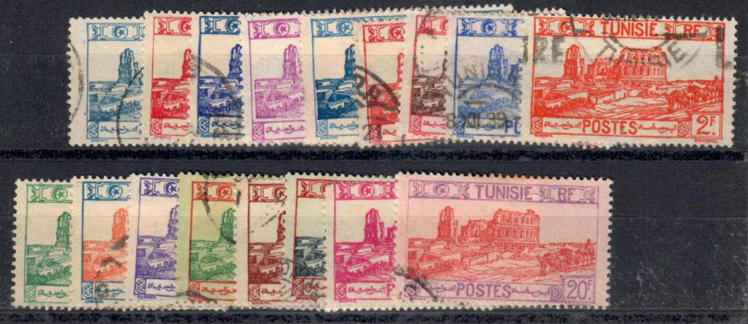 TUNISIA 1926 Definitives. The full set of 45 values. The only blemish is a faded patch on the 1f40c. A good set to get complete. image 1